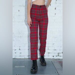 John Galt High Waisted Straight Leg Plaid Christmas holiday Pants